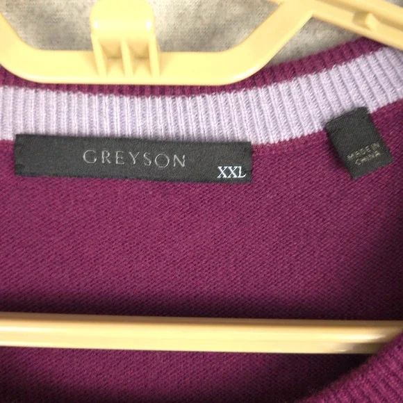 GREYSON Mens Burgundy 100% Cashmere Crewneck Sweater XXL Long Sleeve Luxury Knit
